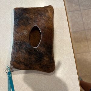 Brown cow hide  wipe Holder